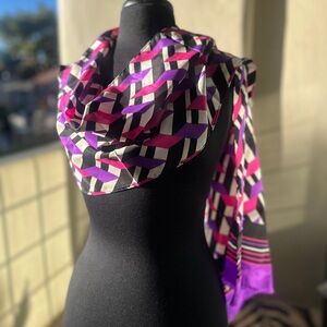 GIVENCHY Purple Geometric Silk Scarf 70”